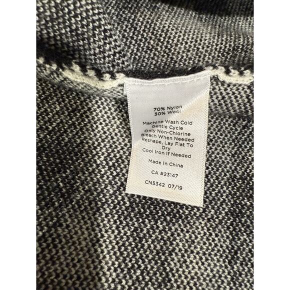 Talbots 1X Wool Blend Plaid Check Long Cardigan Sweater Coat Black White Soft - Picture 5 of 7